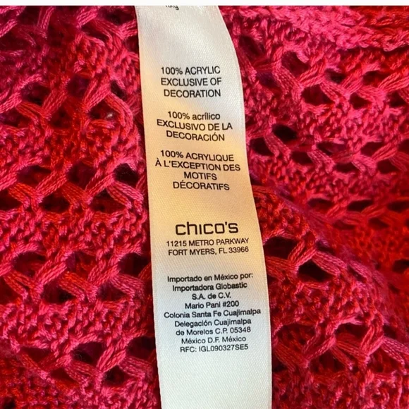 Chico's Crochet Open Knit Pink Sweater Size M - Picture 7 of 7